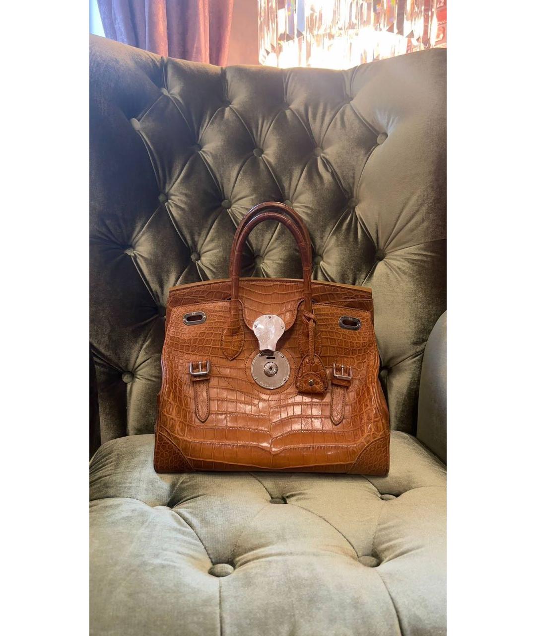 RALPH LAUREN Коричневая сумка тоут из экзотической кожи, фото 4