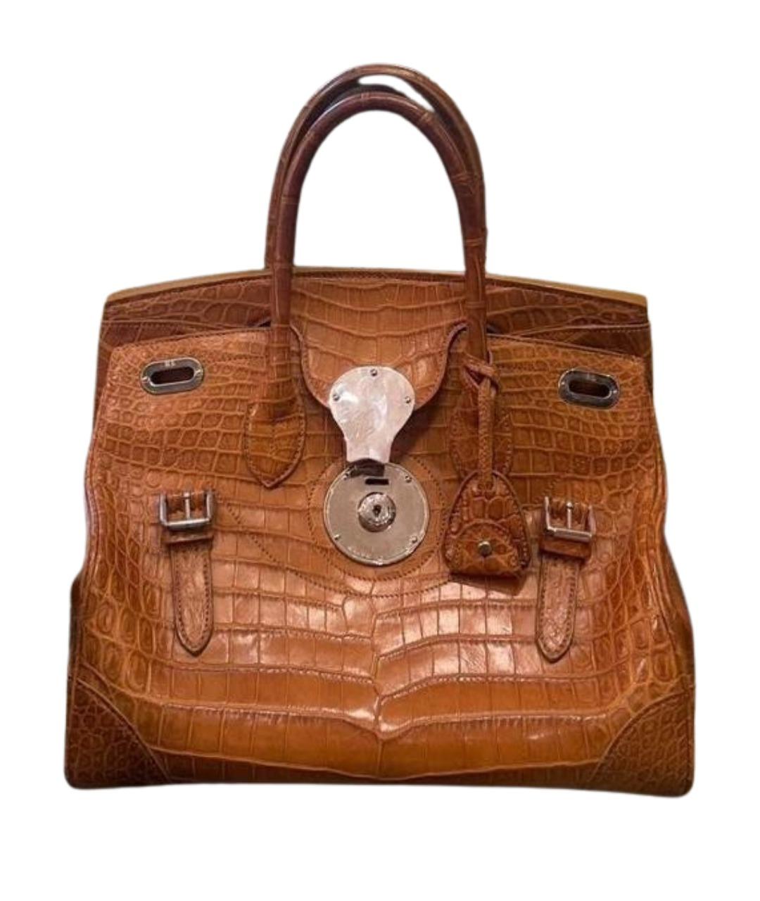 RALPH LAUREN Коричневая сумка тоут из экзотической кожи, фото 1