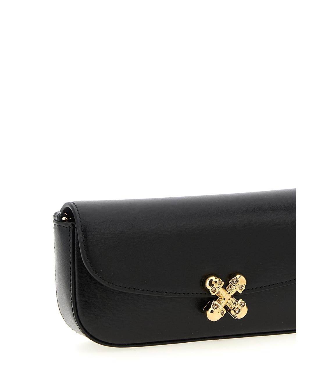 ALEXANDER MCQUEEN Черная кожаная сумка через плечо, фото 3