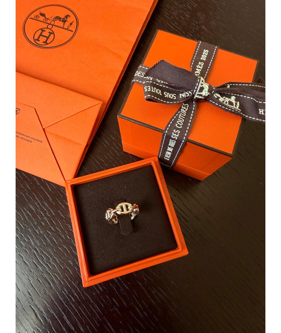 HERMES Серебряное серебряное кольцо, фото 4