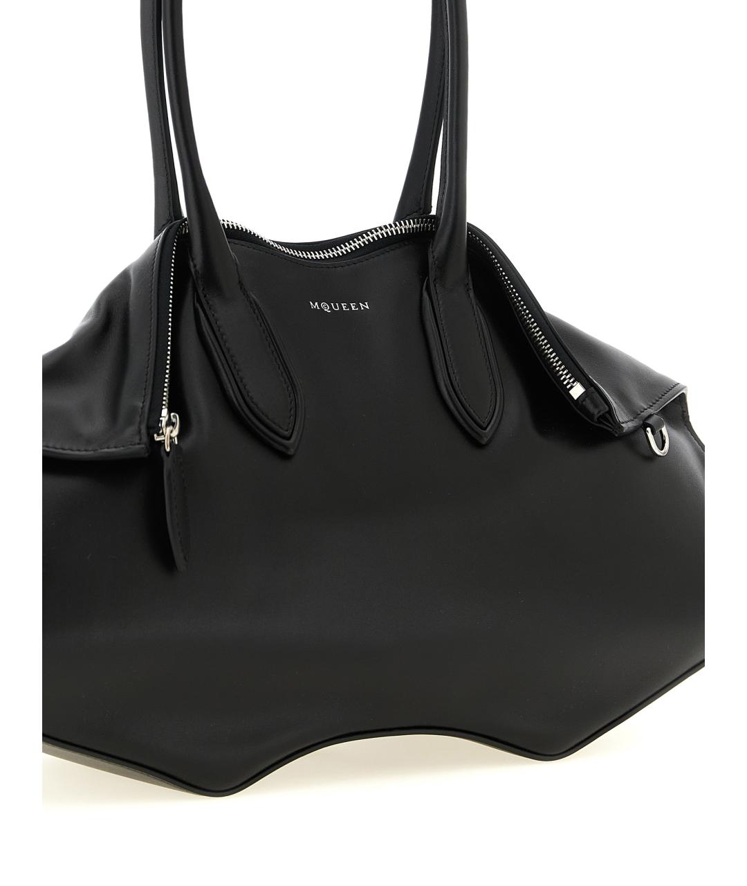 ALEXANDER MCQUEEN Черная кожаная сумка через плечо, фото 3