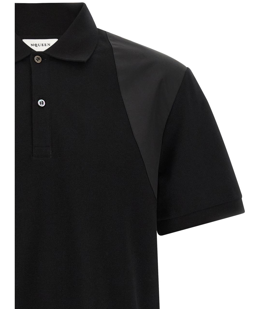 ALEXANDER MCQUEEN Черное хлопковое поло с коротким рукавом, фото 3