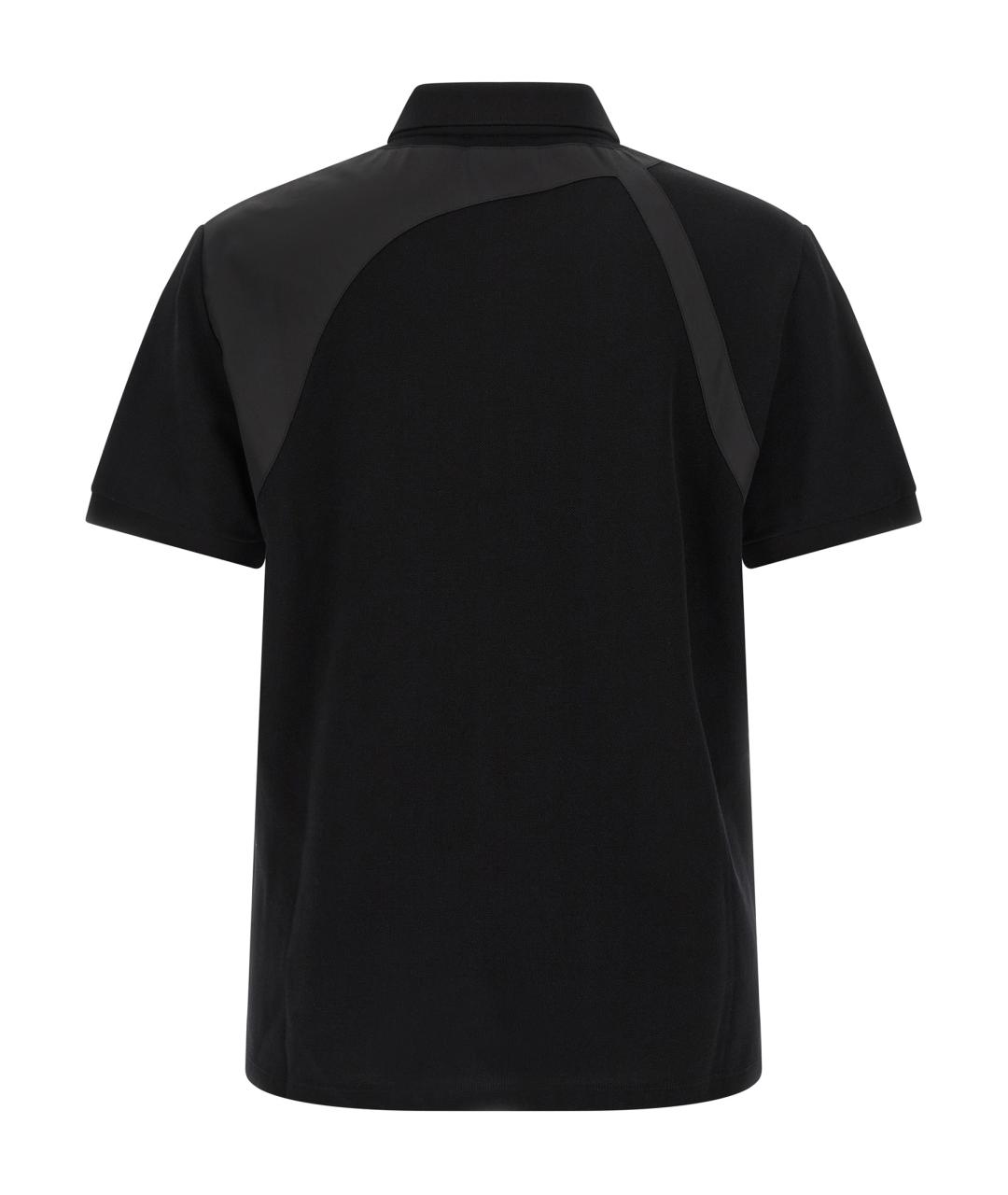 ALEXANDER MCQUEEN Черное хлопковое поло с коротким рукавом, фото 2