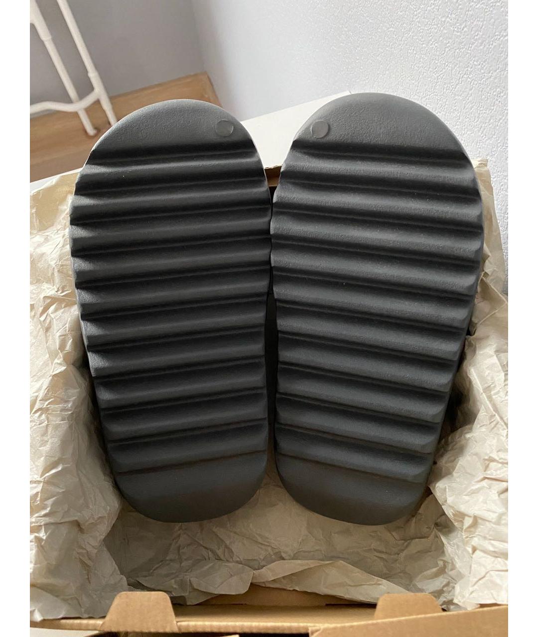 ADIDAS YEEZY Антрацитовые резиновые шлепанцы, фото 6