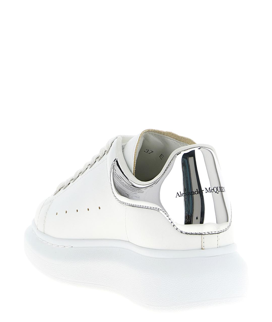 ALEXANDER MCQUEEN Серебряные кожаные кроссовки, фото 3