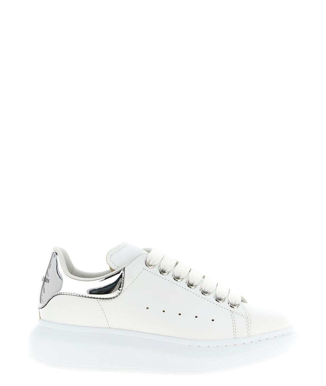 ALEXANDER MCQUEEN Серебряные кожаные кроссовки, фото 1