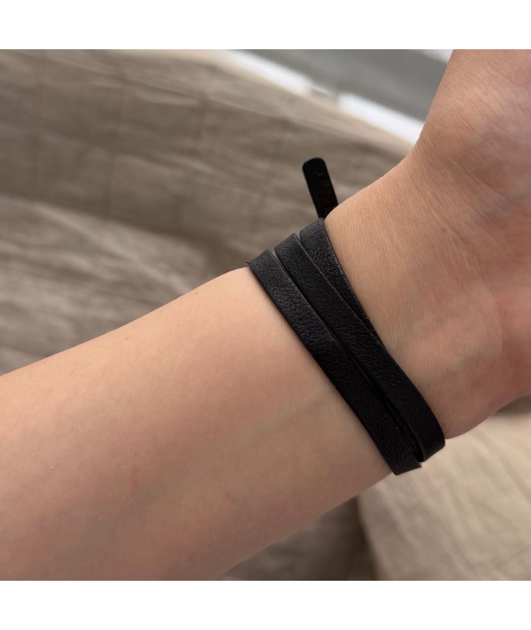 GUCCI Черный кожаный браслет, фото 5