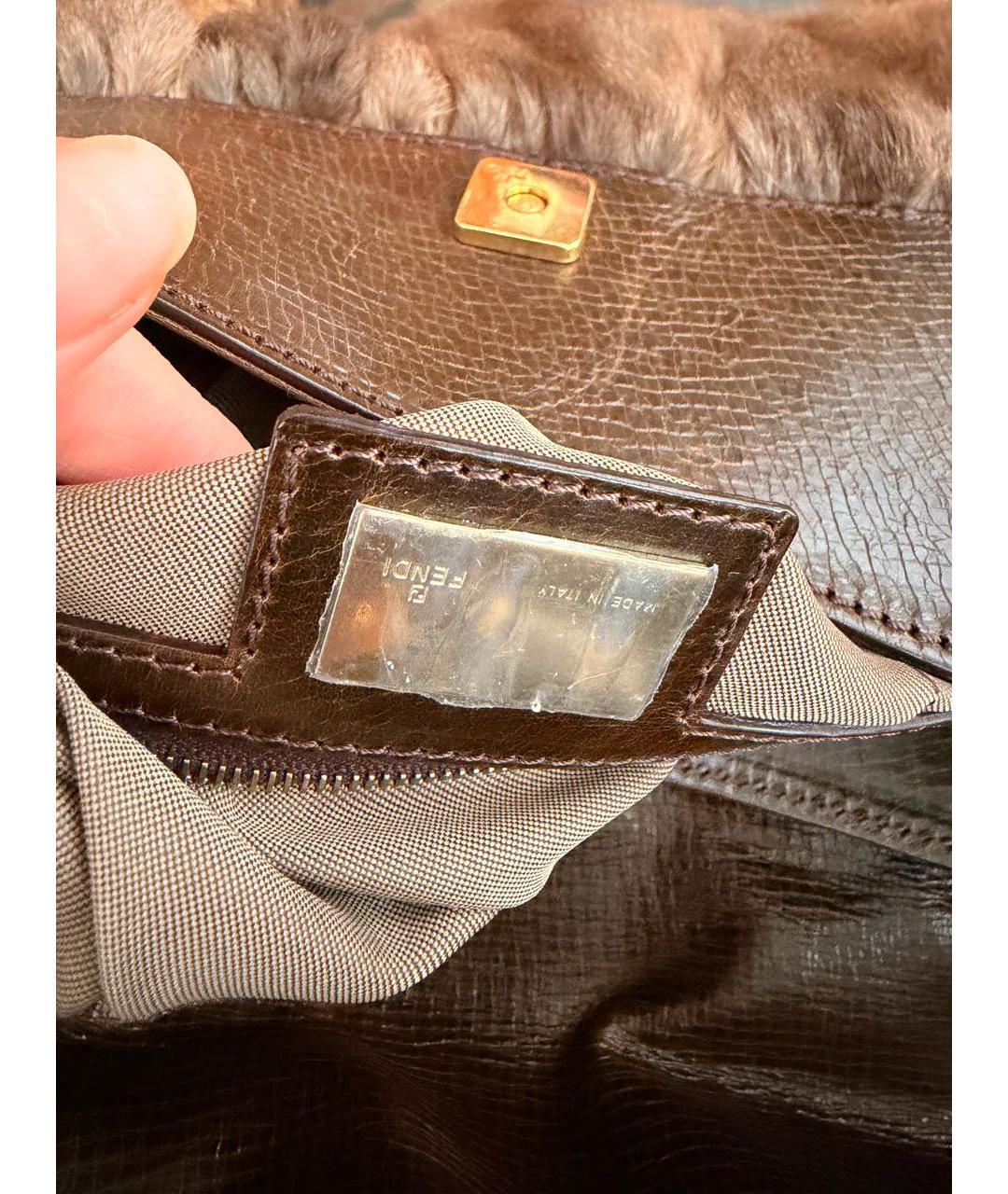 FENDI Коричневая меховая сумка через плечо, фото 5