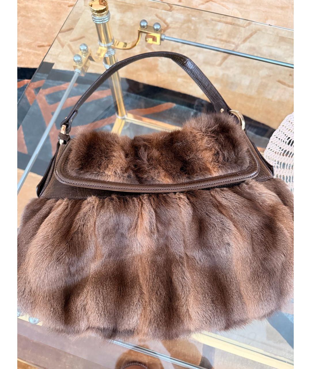 FENDI Коричневая меховая сумка через плечо, фото 7