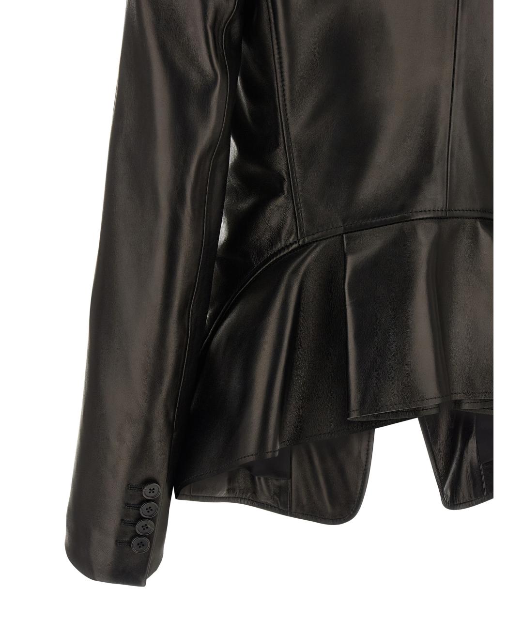 ALEXANDER MCQUEEN Черный кожаный жакет/пиджак, фото 4