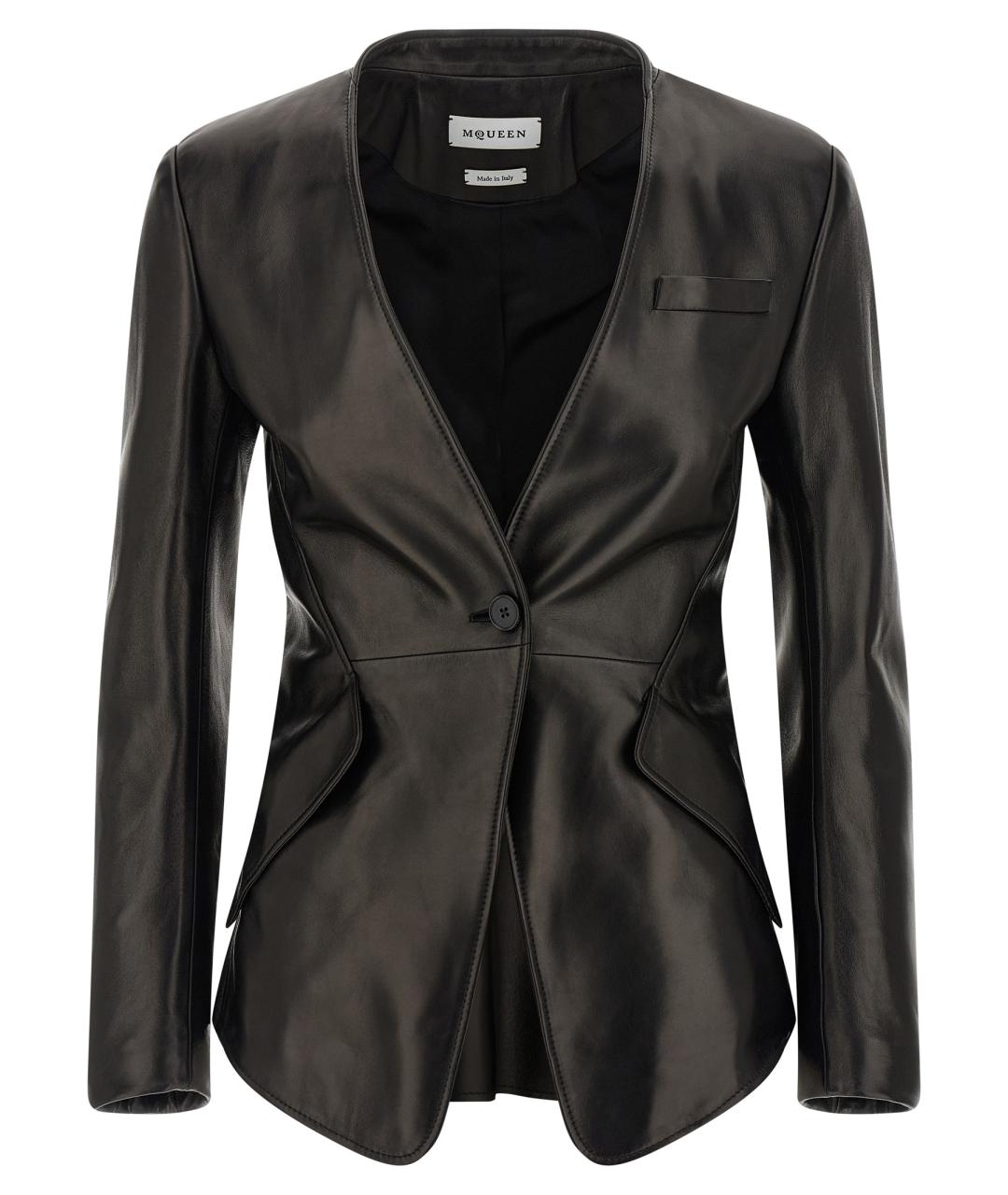 ALEXANDER MCQUEEN Черный кожаный жакет/пиджак, фото 1