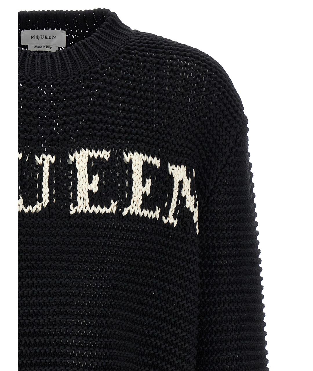 ALEXANDER MCQUEEN Черный хлопковый джемпер / свитер, фото 3