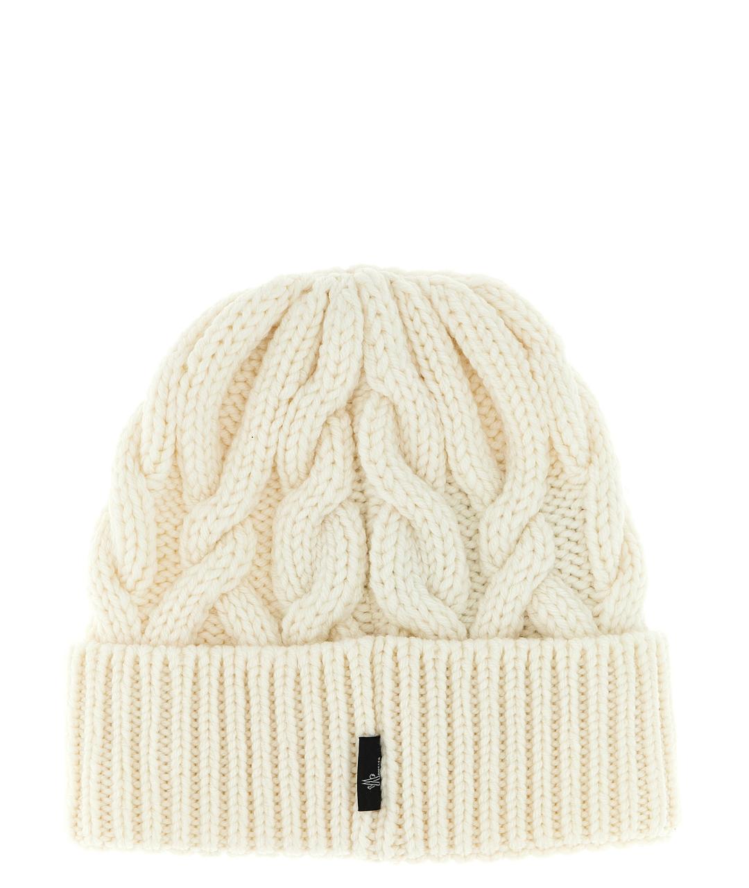 MONCLER GRENOBLE Белая шерстяная шапка, фото 2