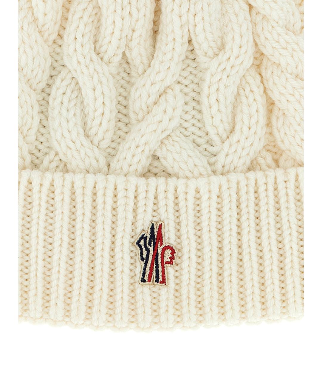 MONCLER GRENOBLE Белая шерстяная шапка, фото 3