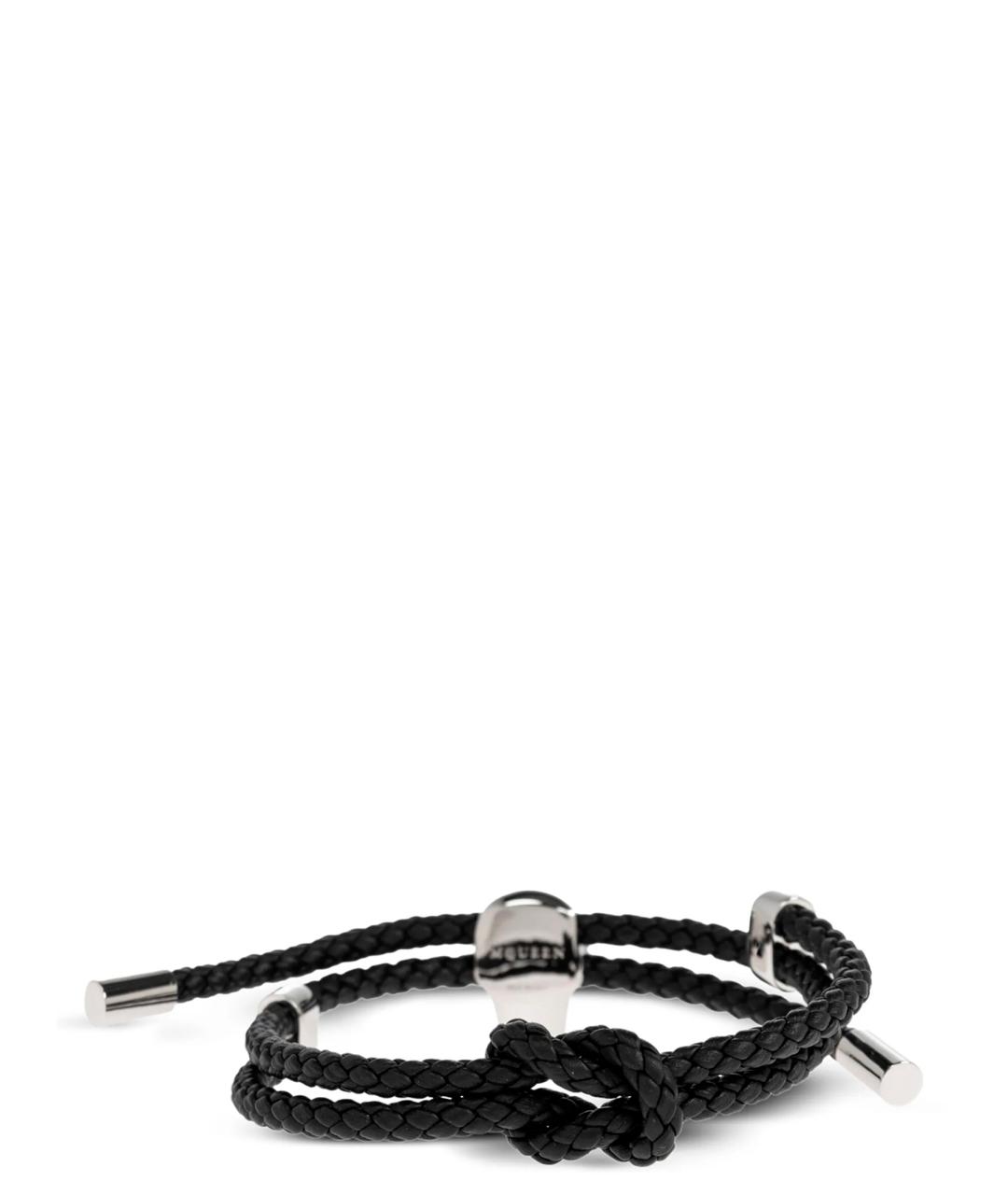 ALEXANDER MCQUEEN Черный кожаный браслет, фото 2