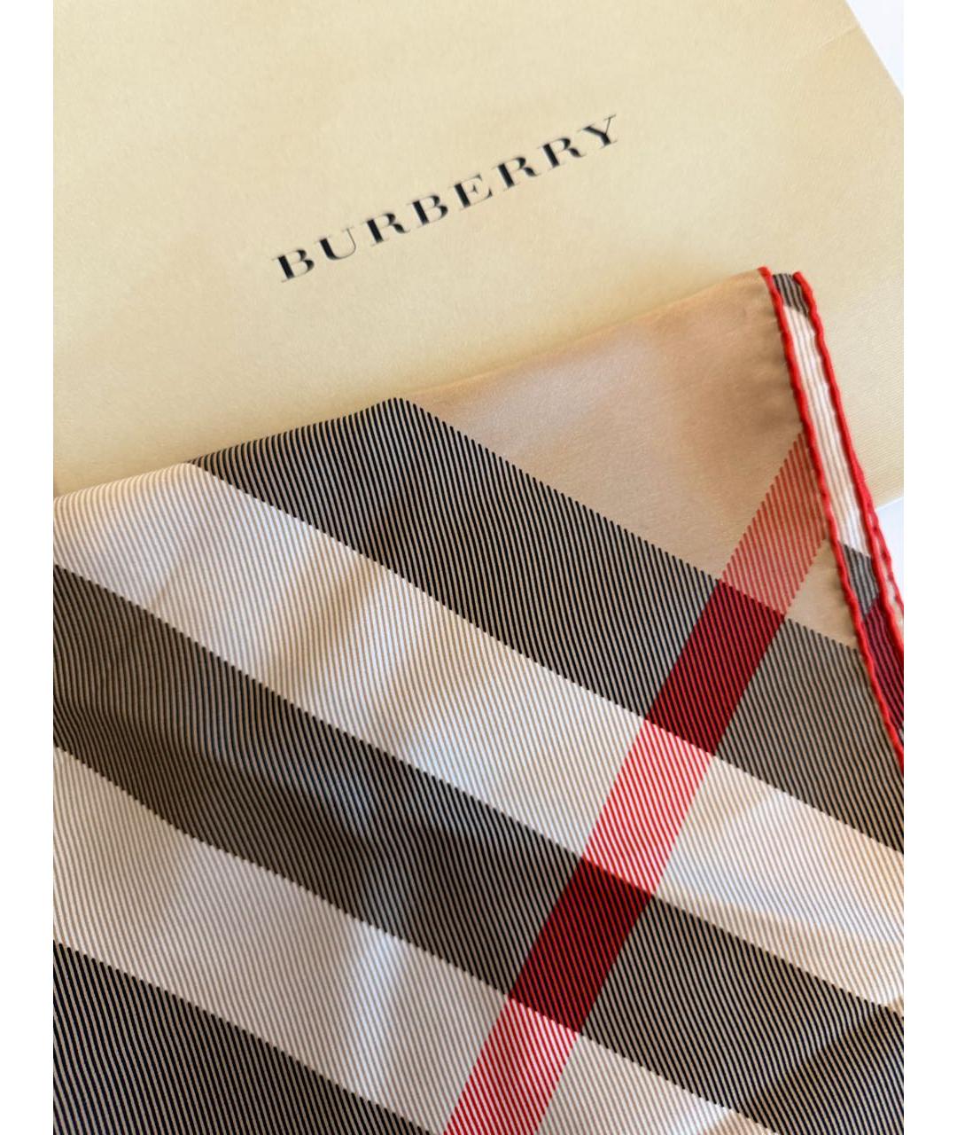 BURBERRY Бежевый шелковый платок, фото 6