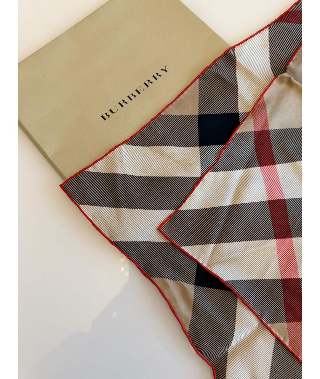BURBERRY Бежевый шелковый платок, фото 3