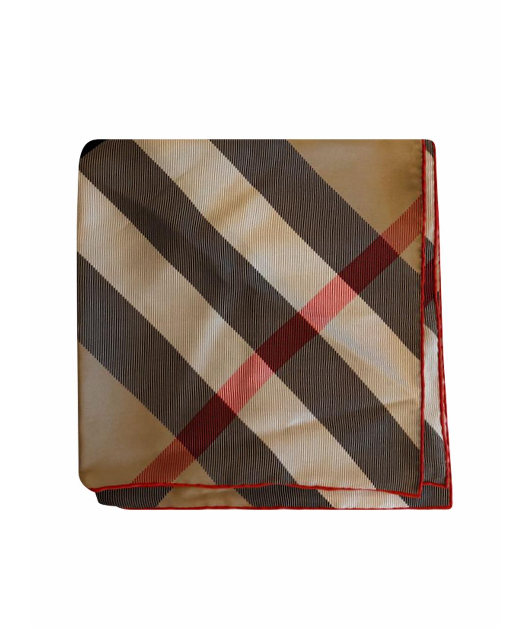 BURBERRY Бежевый шелковый платок, фото 1