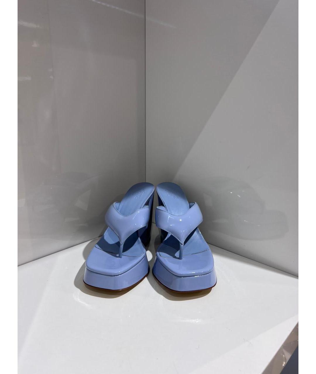 GIABORGHINI Голубые сабо из лакированной кожи, фото 3