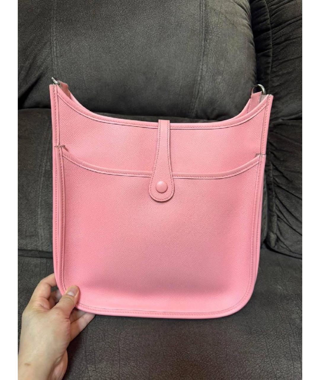 HERMES Розовая кожаная сумка через плечо, фото 2