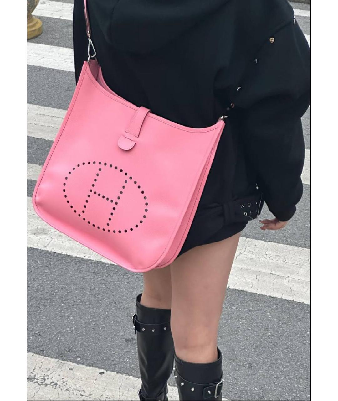 HERMES Розовая кожаная сумка через плечо, фото 6