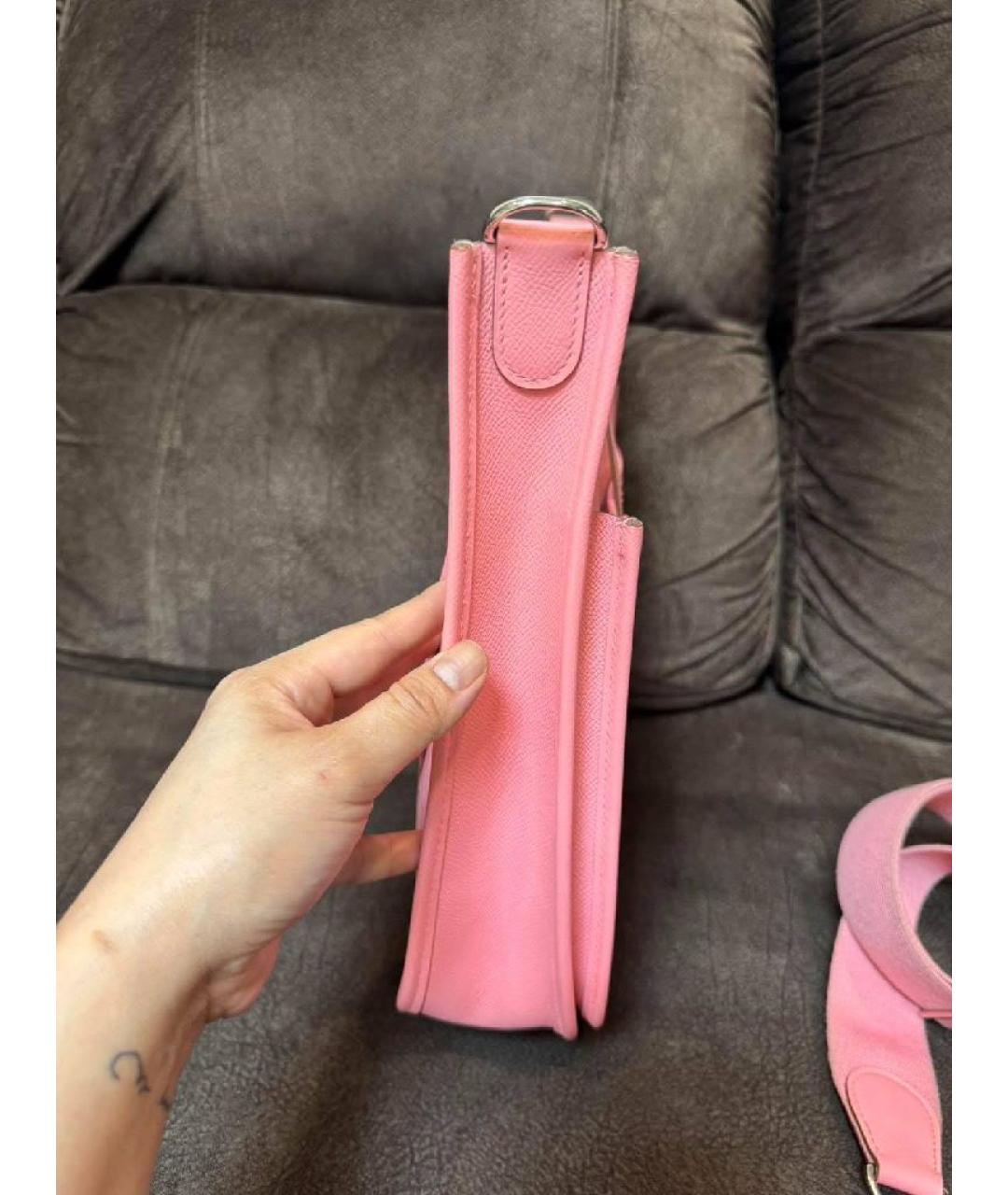 HERMES Розовая кожаная сумка через плечо, фото 9