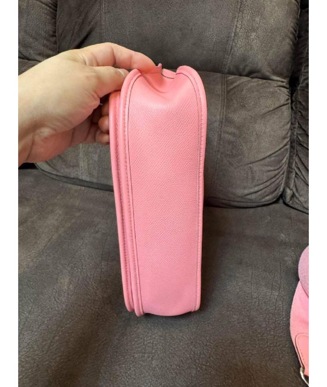 HERMES Розовая кожаная сумка через плечо, фото 4