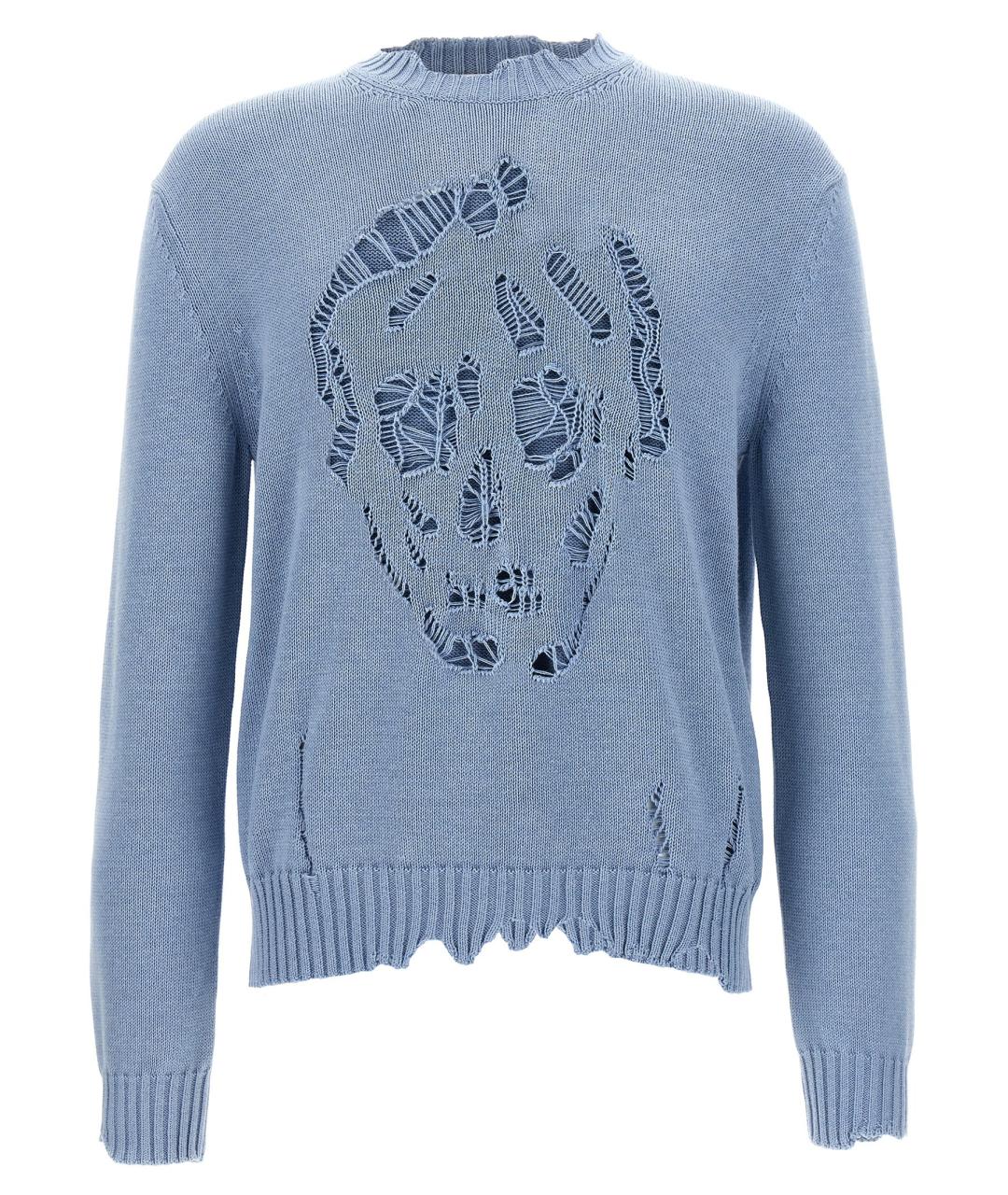 ALEXANDER MCQUEEN Голубой хлопковый джемпер / свитер, фото 1