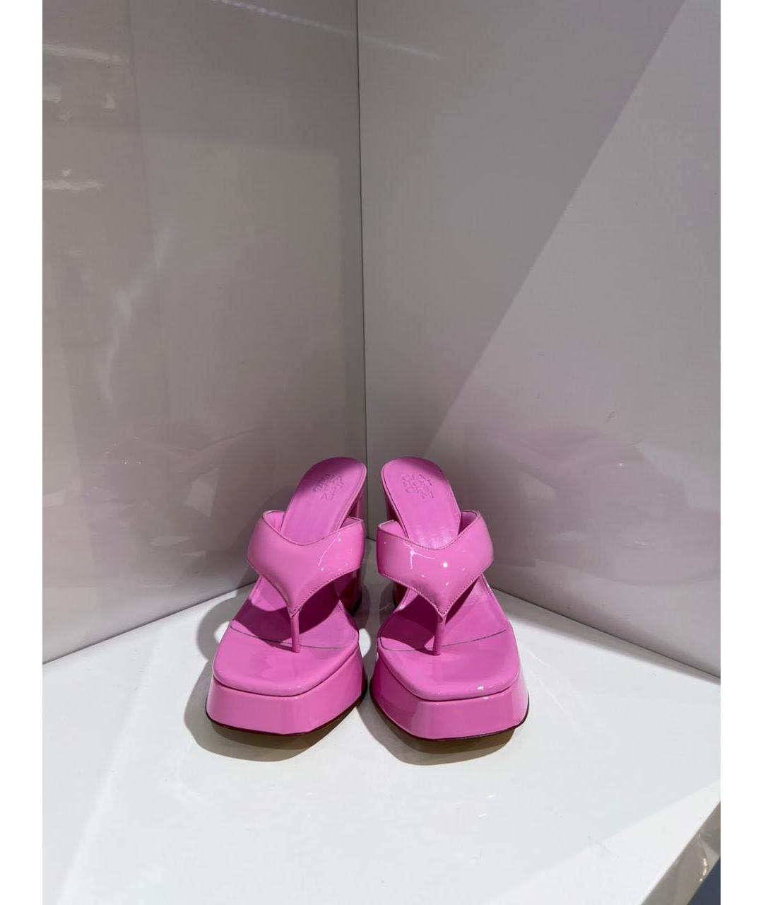 GIABORGHINI Розовые сабо из лакированной кожи, фото 3
