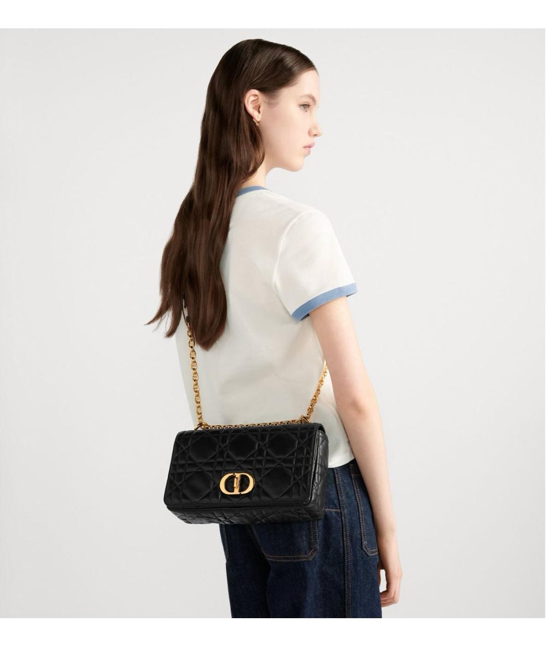 CHRISTIAN DIOR Черная кожаная сумка через плечо, фото 2