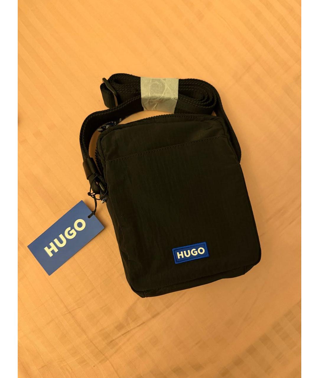 HUGO Черная синтетическая сумка на плечо, фото 6