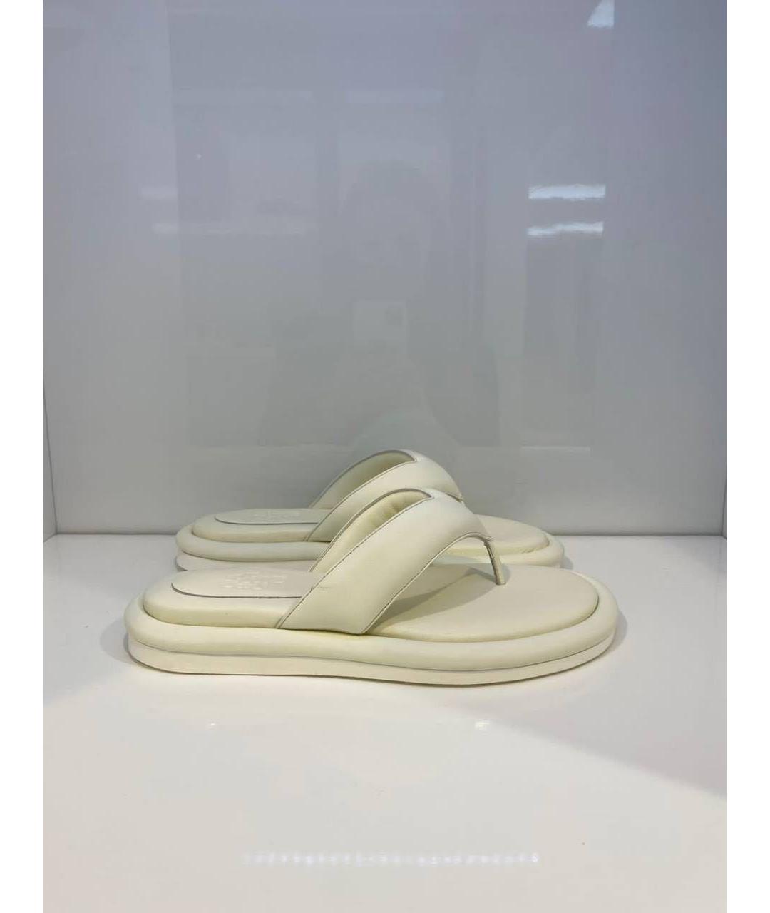 GIABORGHINI Белые кожаные шлепанцы, фото 4