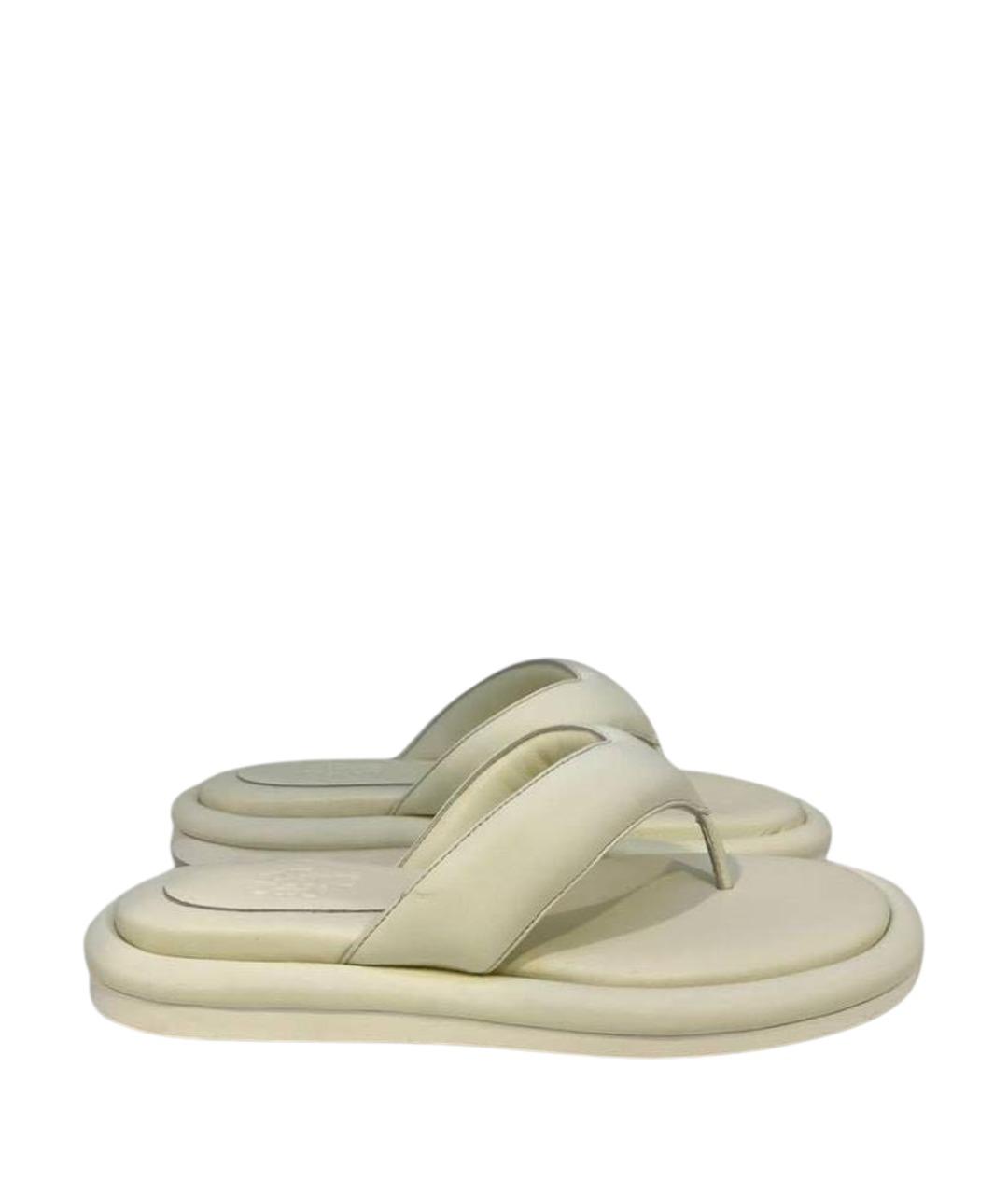 GIABORGHINI Белые кожаные шлепанцы, фото 1