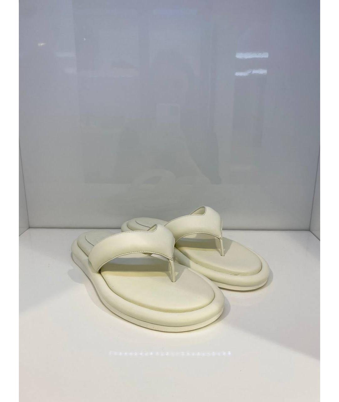 GIABORGHINI Белые кожаные шлепанцы, фото 3