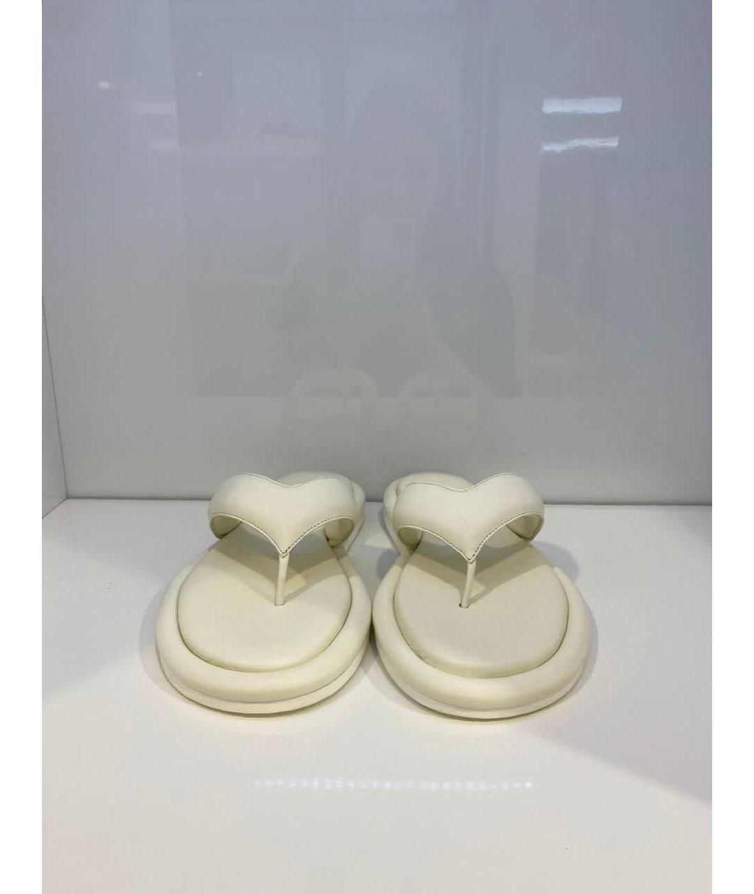 GIABORGHINI Белые кожаные шлепанцы, фото 2