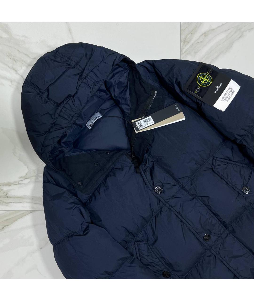 STONE ISLAND Темно-синий пуховик, фото 2