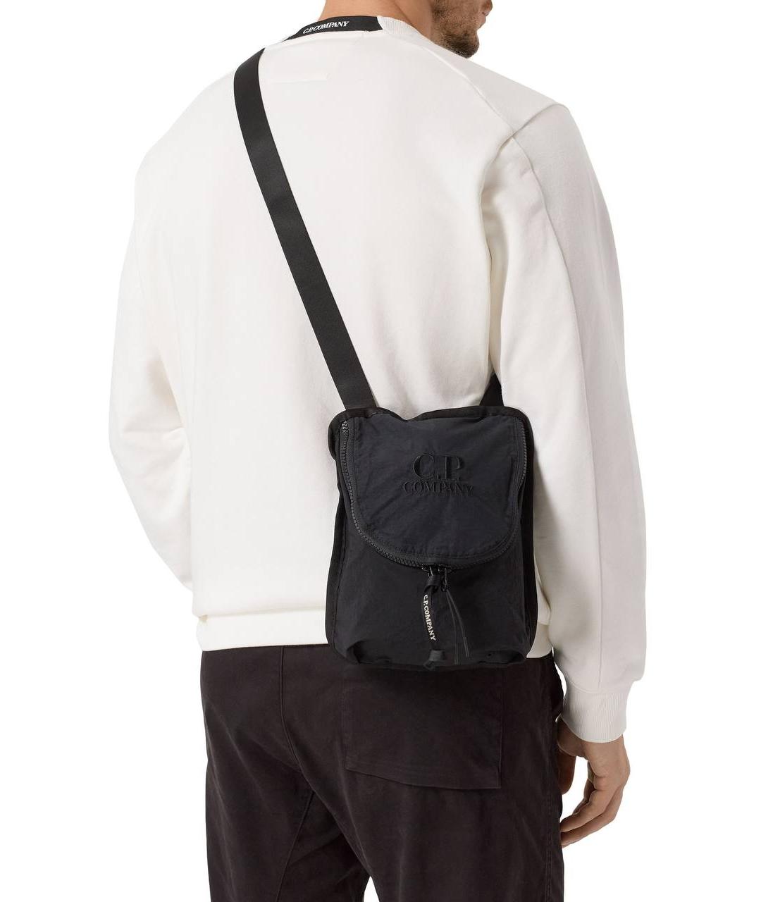 CP COMPANY Черная тканевая сумка на плечо, фото 7