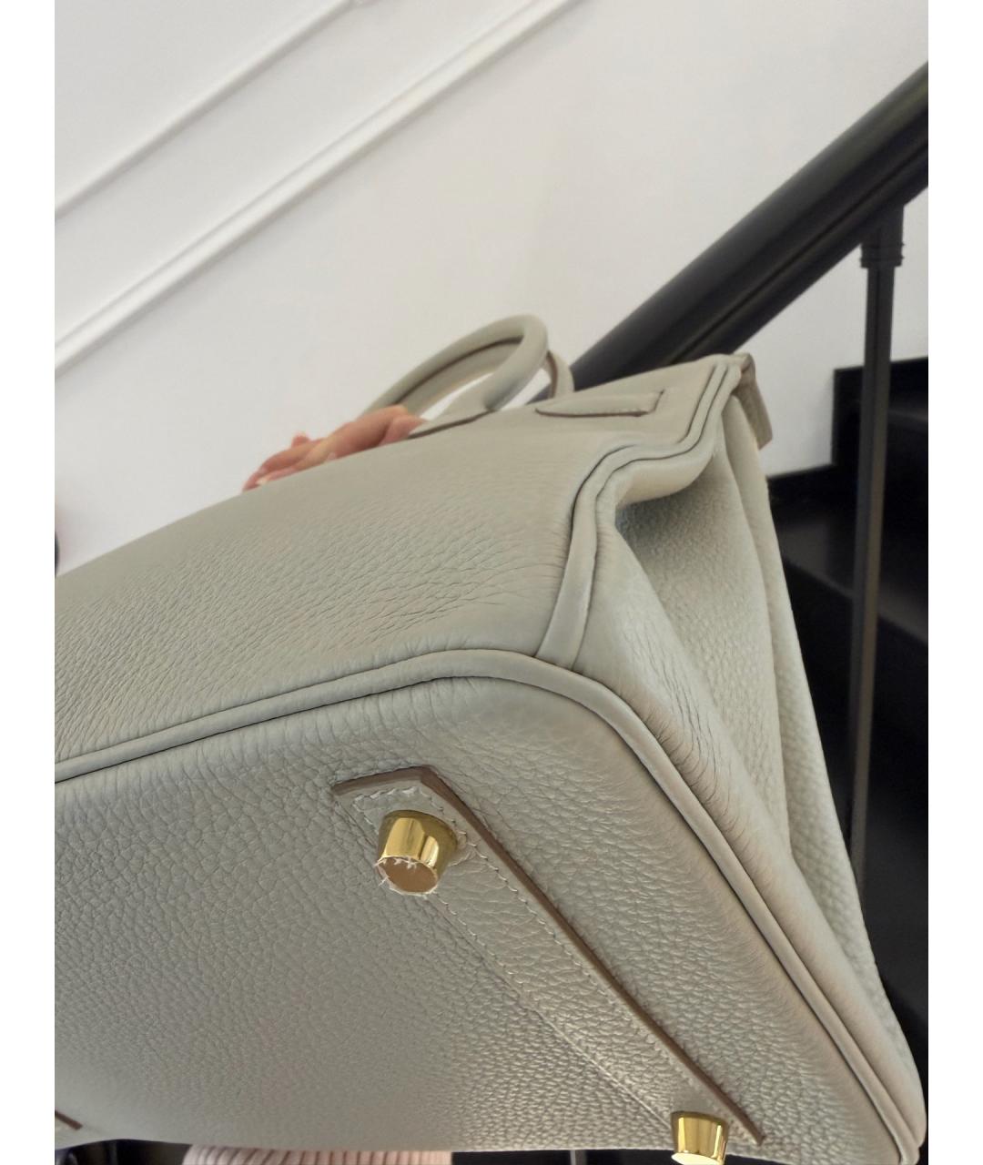 HERMES Серая кожаная сумка с короткими ручками, фото 9
