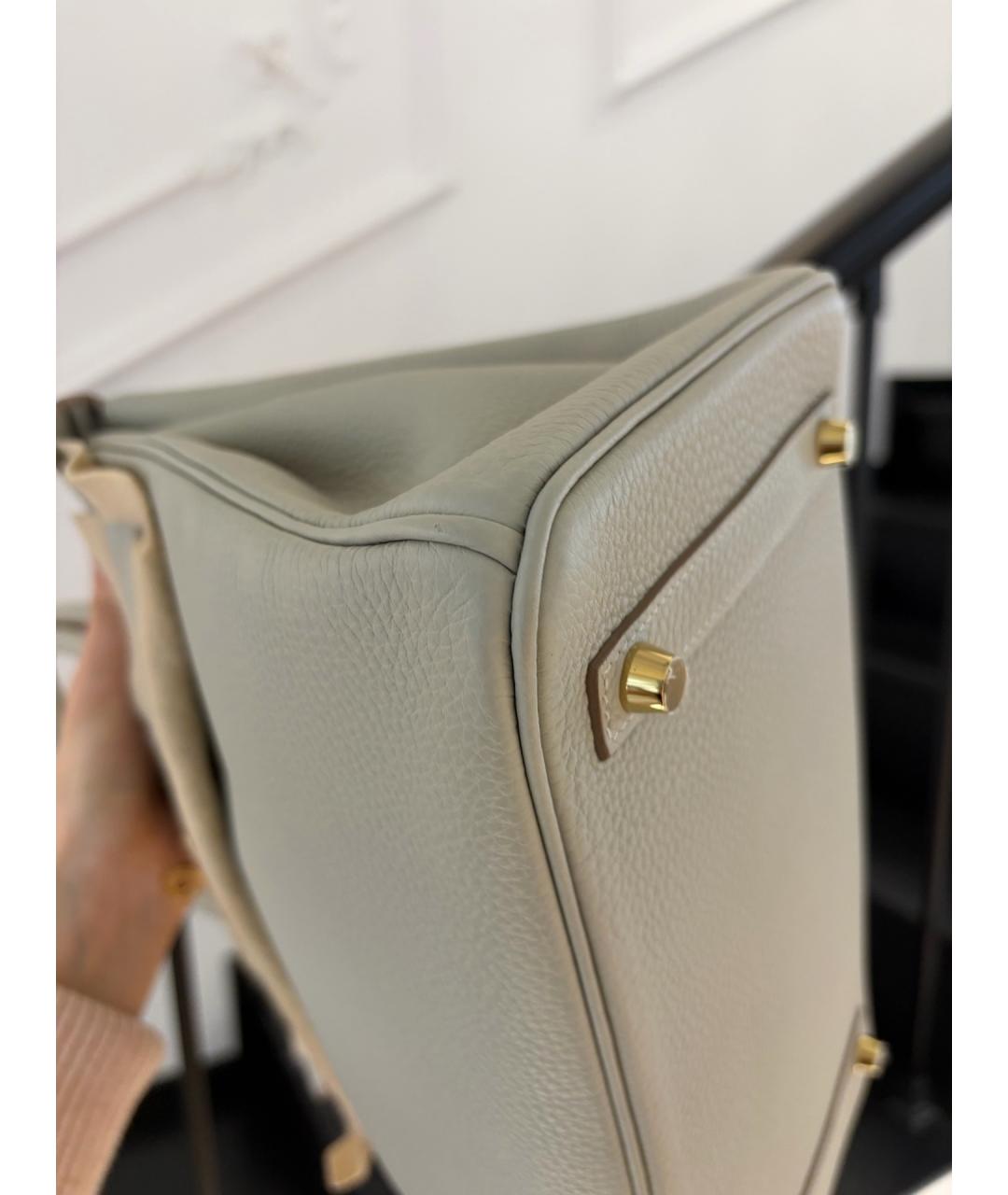 HERMES Серая кожаная сумка с короткими ручками, фото 7