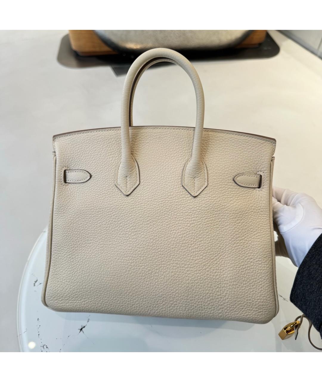HERMES Белая кожаная сумка с короткими ручками, фото 8
