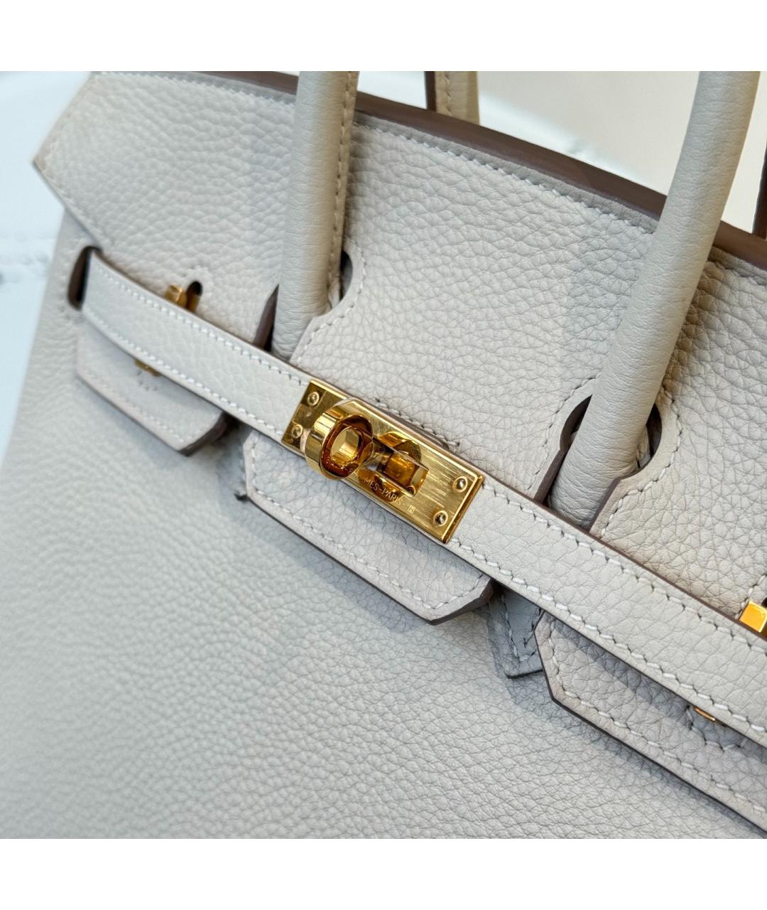 HERMES Белая кожаная сумка с короткими ручками, фото 6