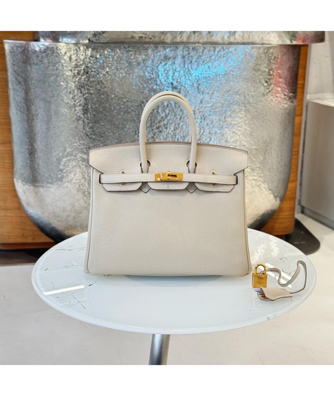 HERMES Белая кожаная сумка с короткими ручками, фото 10