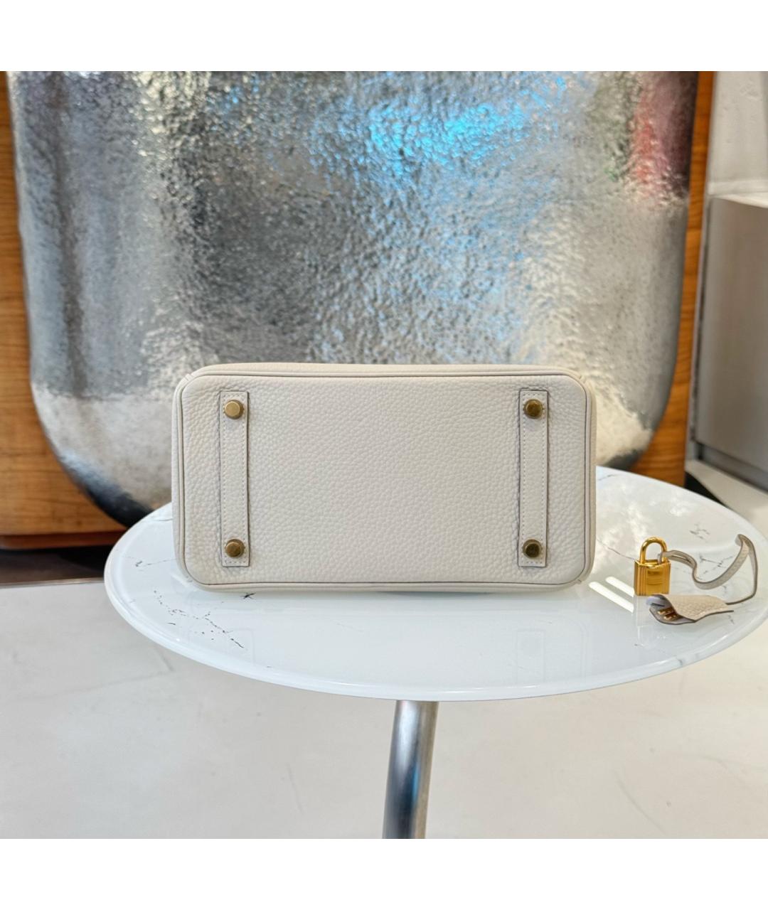 HERMES Белая кожаная сумка с короткими ручками, фото 4