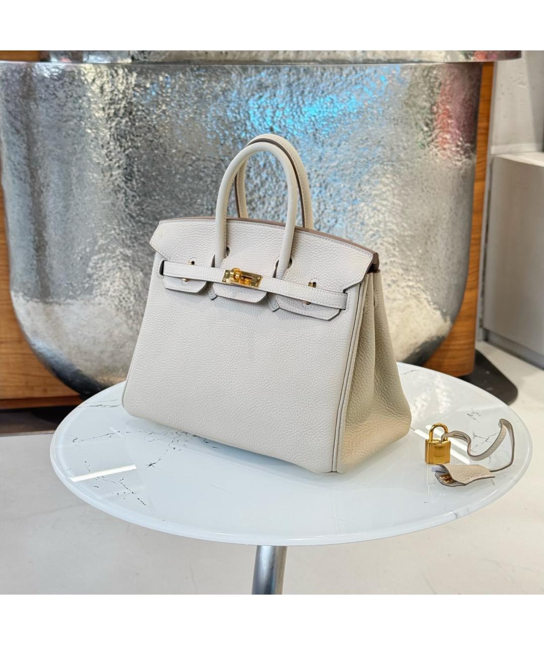 HERMES Белая кожаная сумка с короткими ручками, фото 2