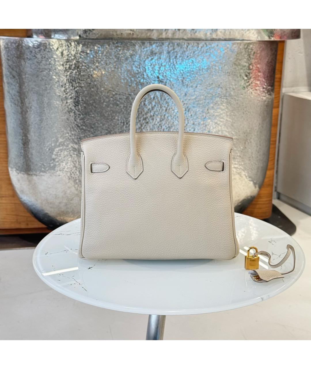 HERMES Белая кожаная сумка с короткими ручками, фото 3