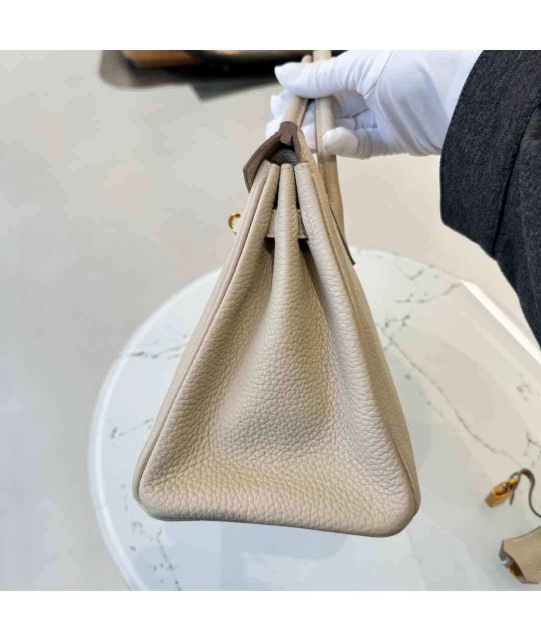 HERMES Белая кожаная сумка с короткими ручками, фото 7