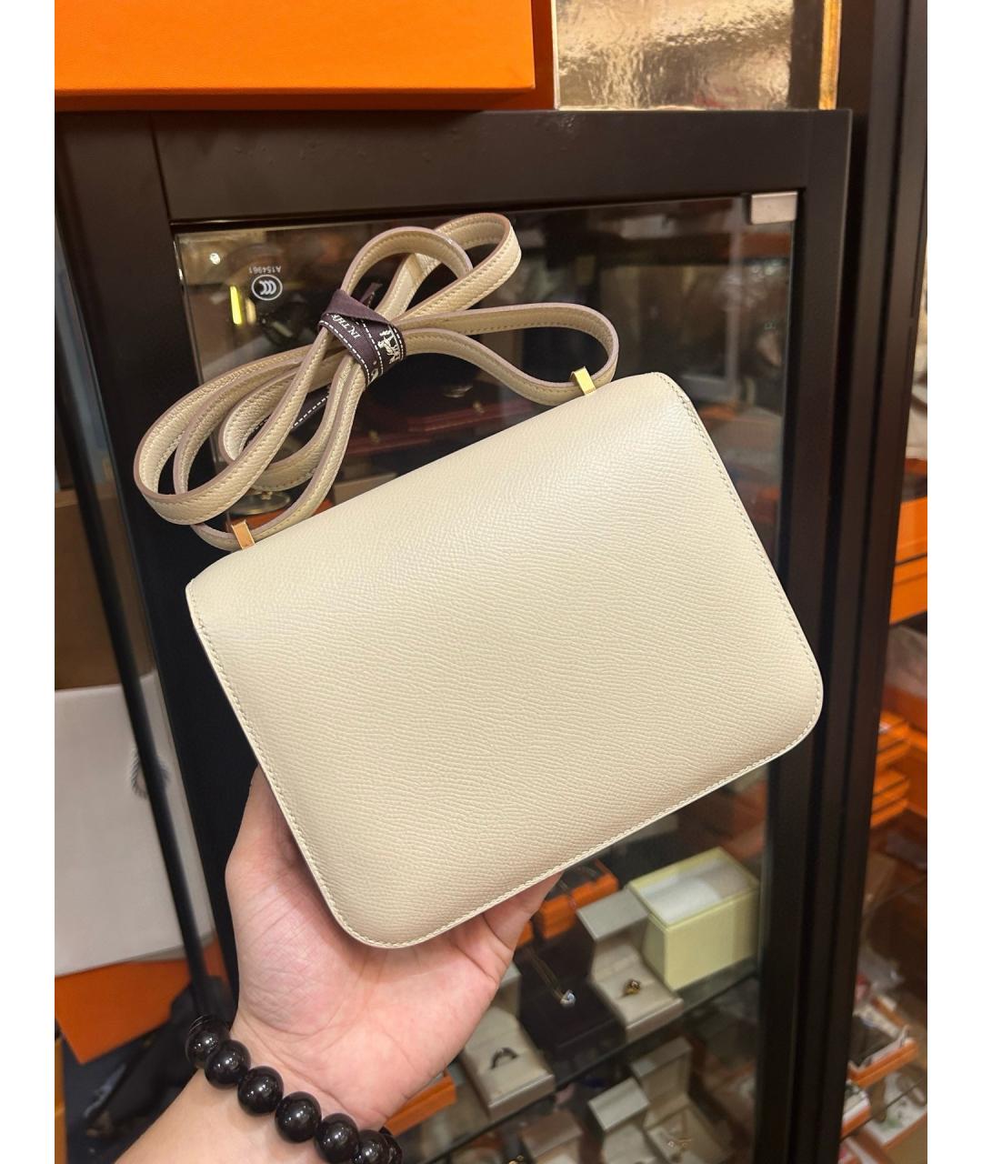 HERMES Белая кожаная сумка через плечо, фото 2