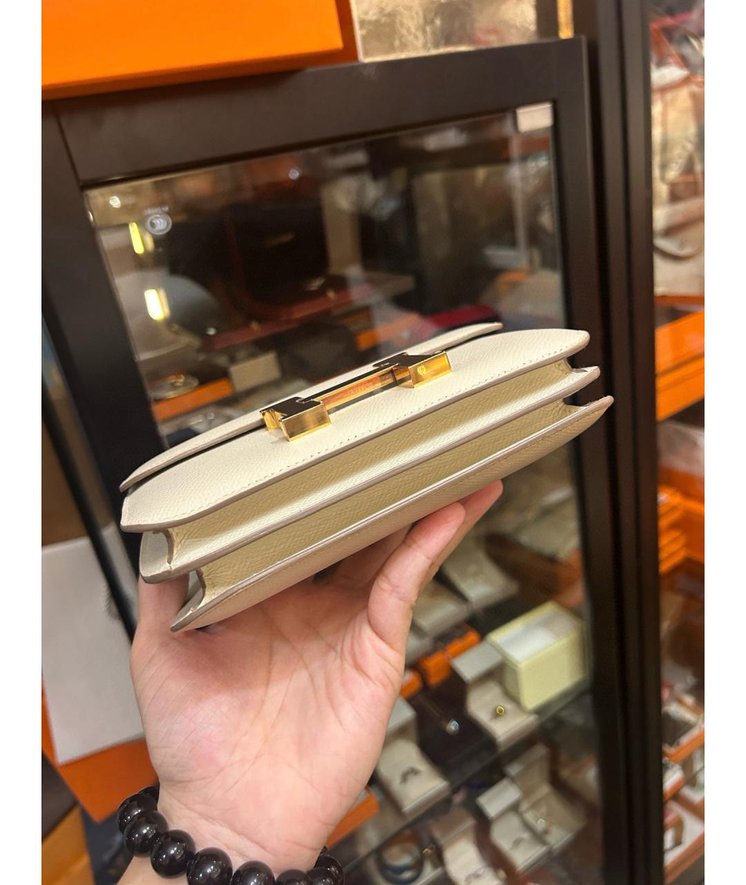 HERMES Белая кожаная сумка через плечо, фото 4