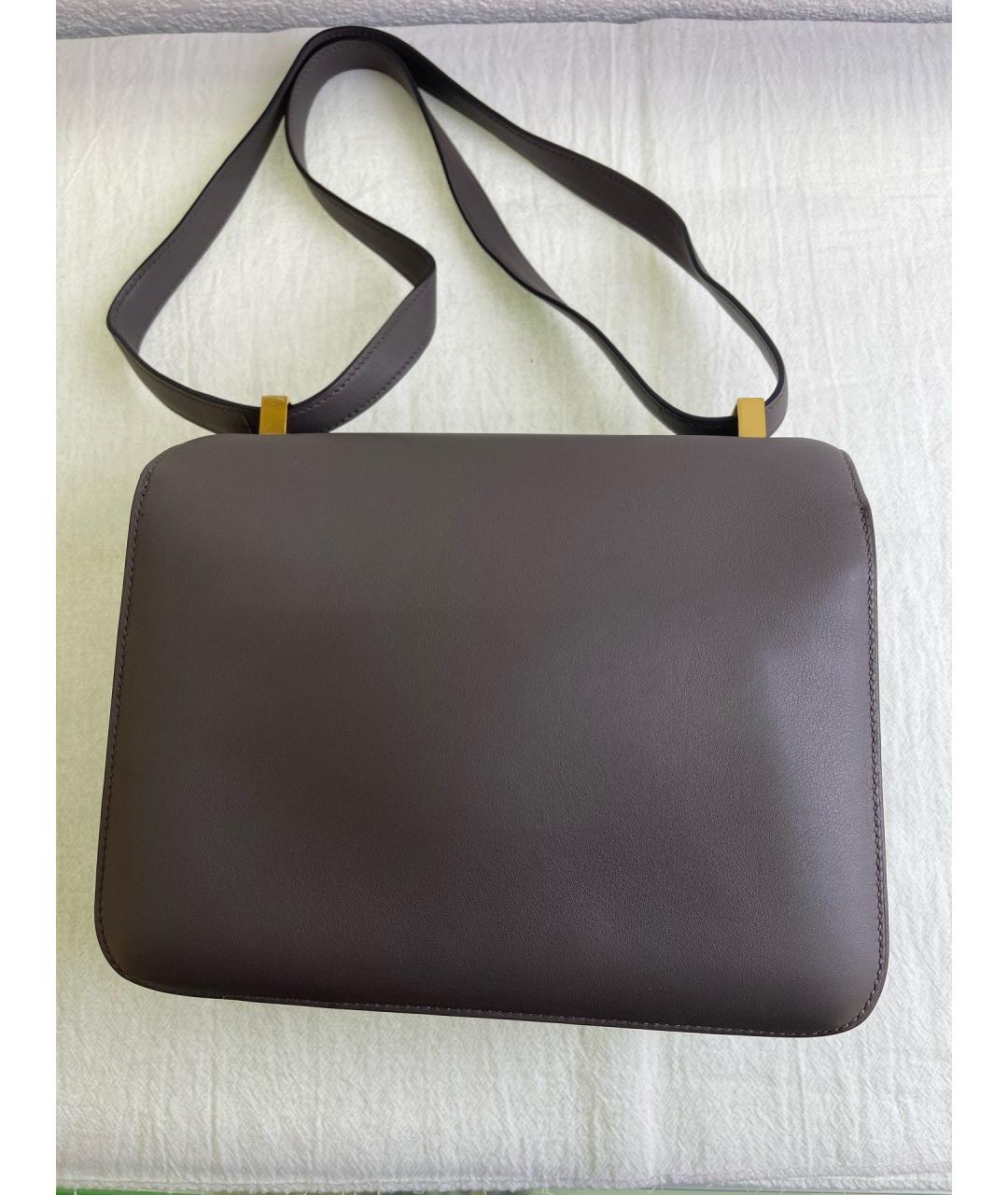 HERMES Серая кожаная сумка через плечо, фото 2