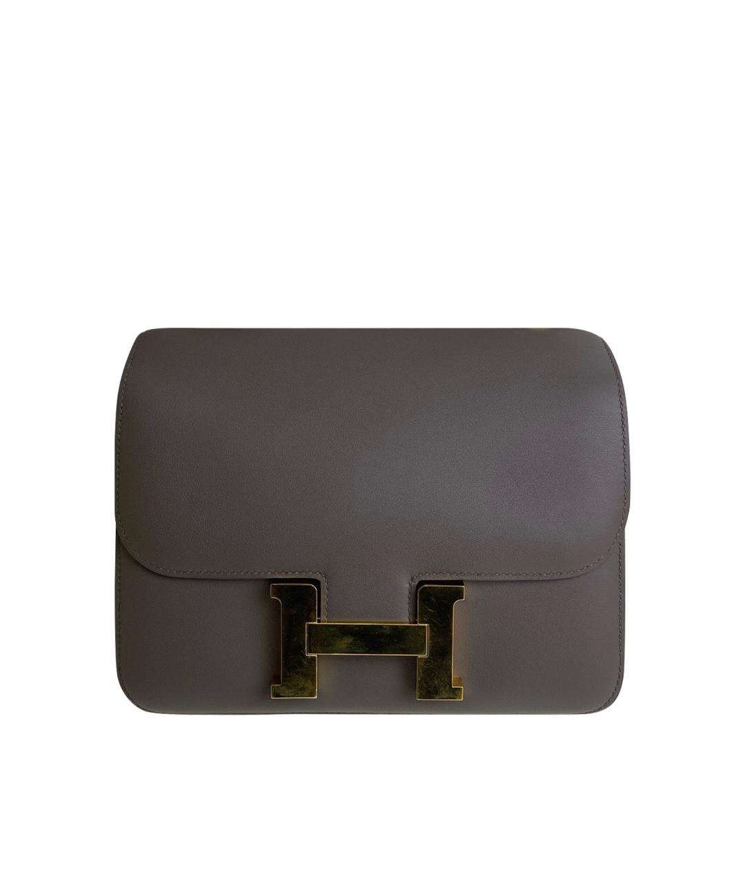 HERMES Серая кожаная сумка через плечо, фото 1
